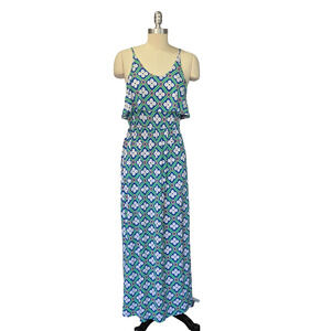 Tracy Negoshian Mod Print Maxi Dress Size XS Floral Sleeveless Resort Cruise